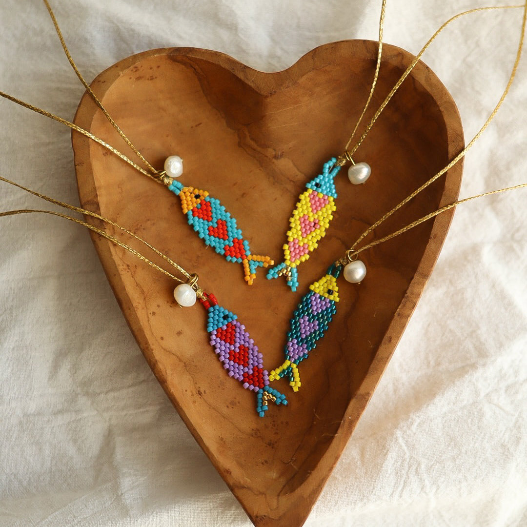 Beaded fish pendant