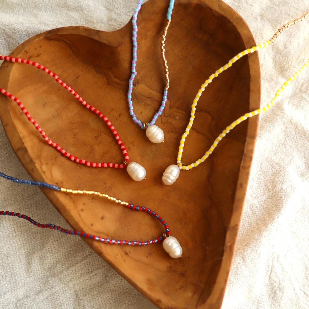 Freshwater Pearl Seed Bead Necklace