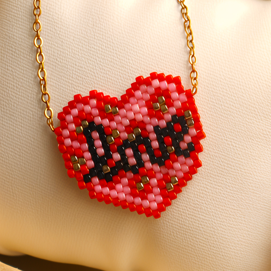 Heart-shaped beaded necklace