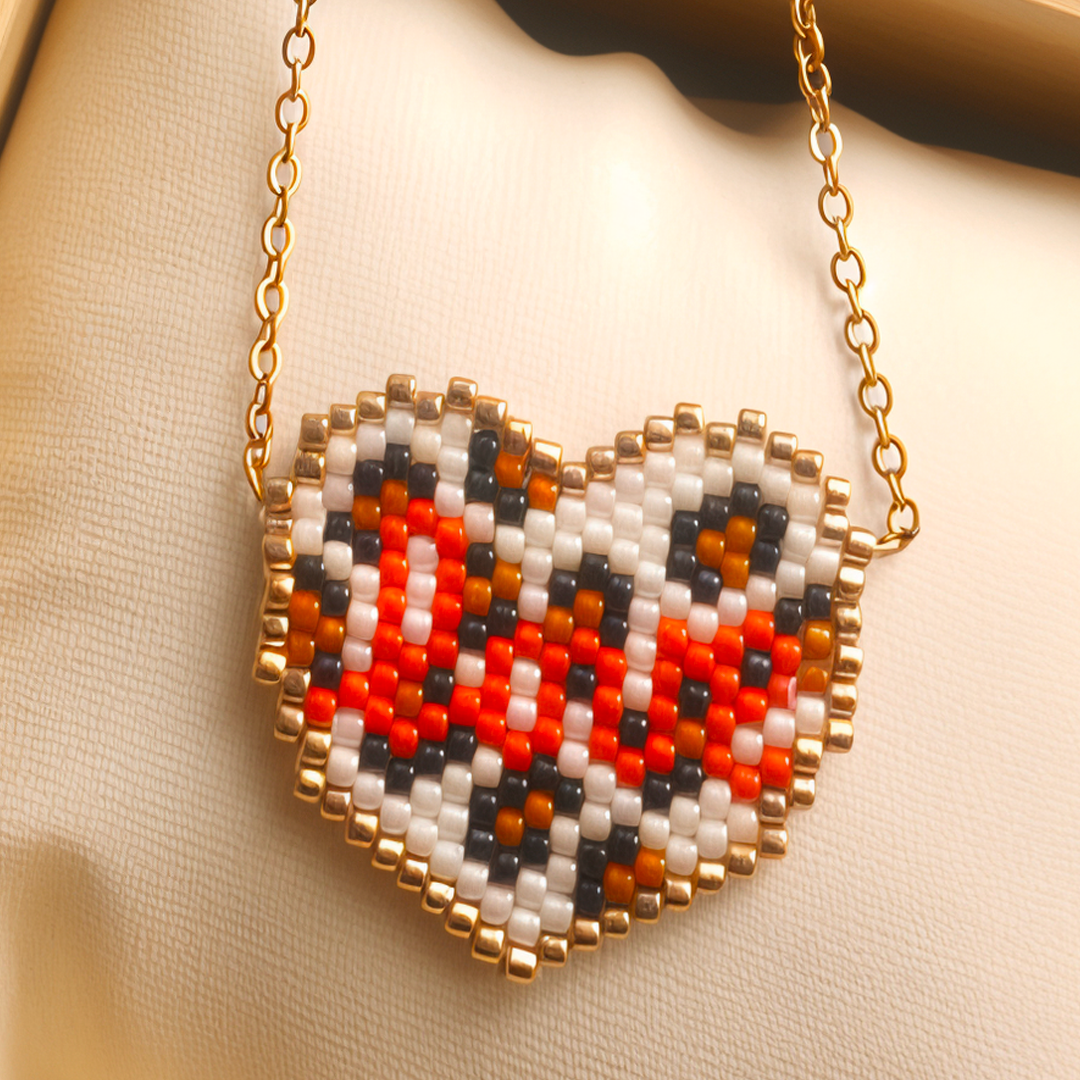 Heart-shaped beaded necklace