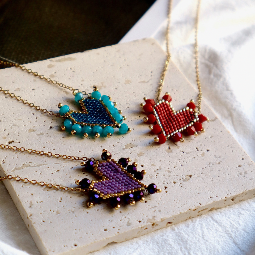 miyuki_heart Miyuki Seed Bead Heart Pendant Necklace -Seeds Collection- – LIZOU