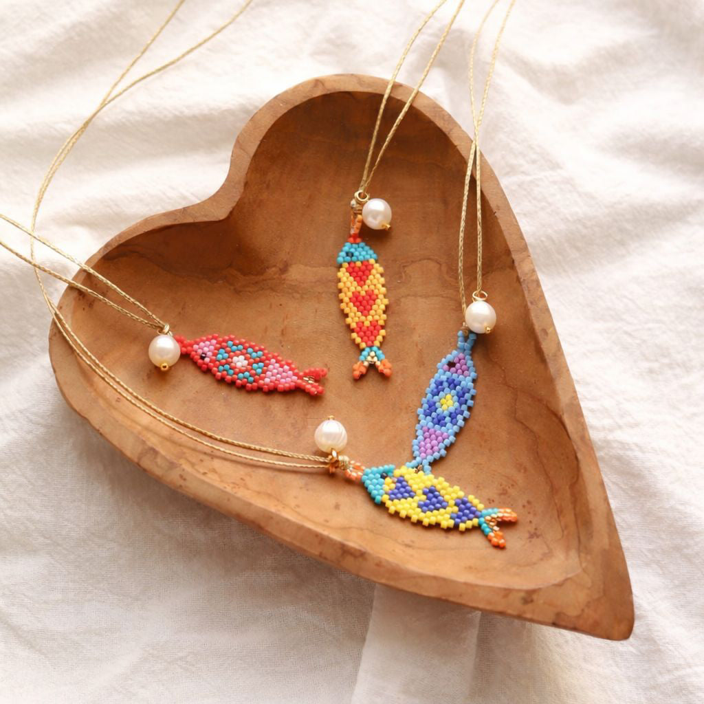 Beaded fish pendant