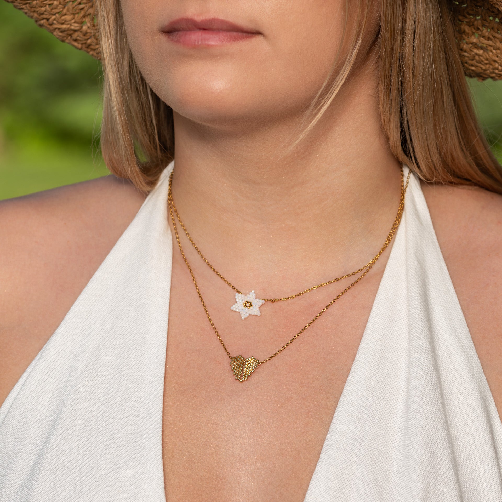 Necklace pair of 2, 'Star & Heart'