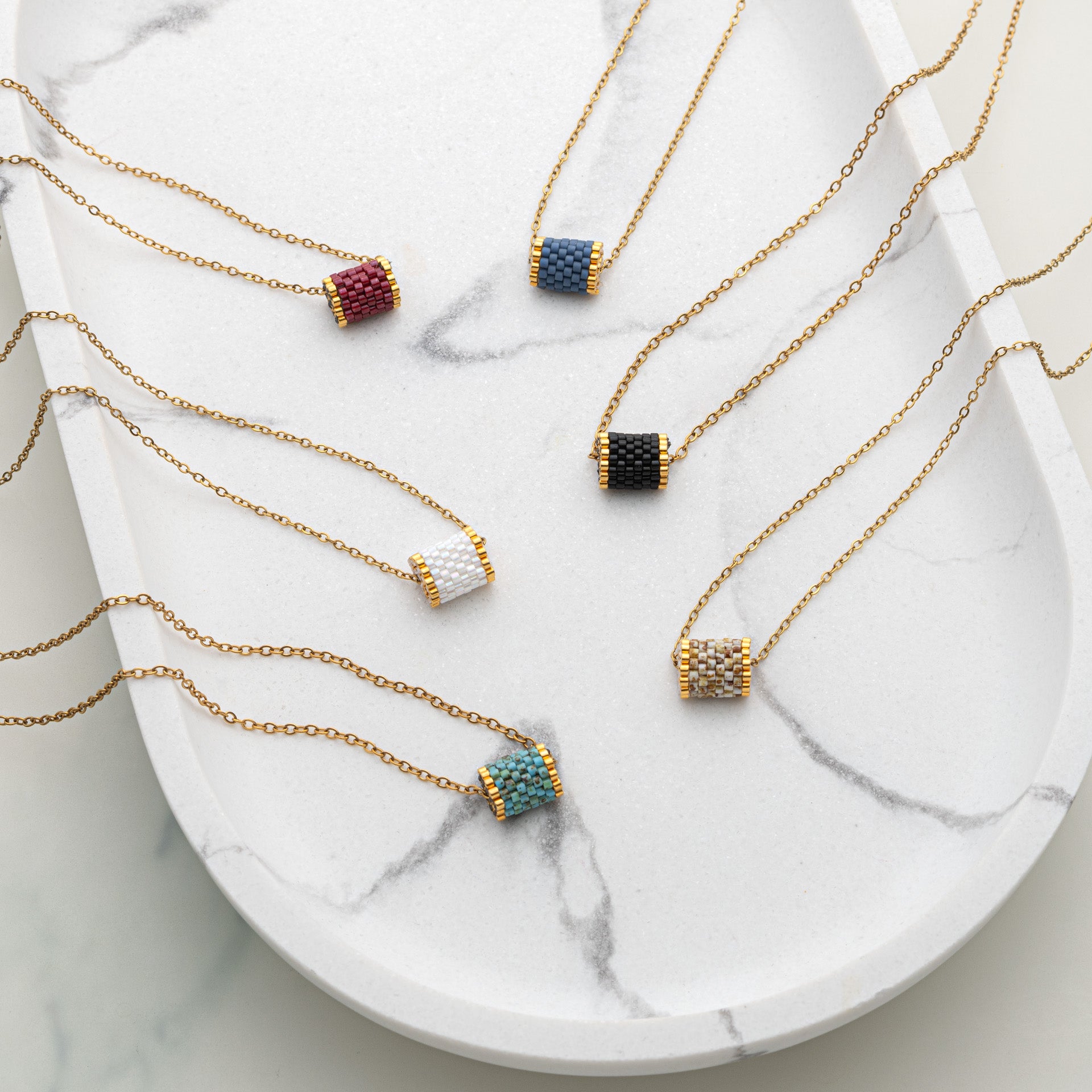 Necklace handmade beaded 'barrel'