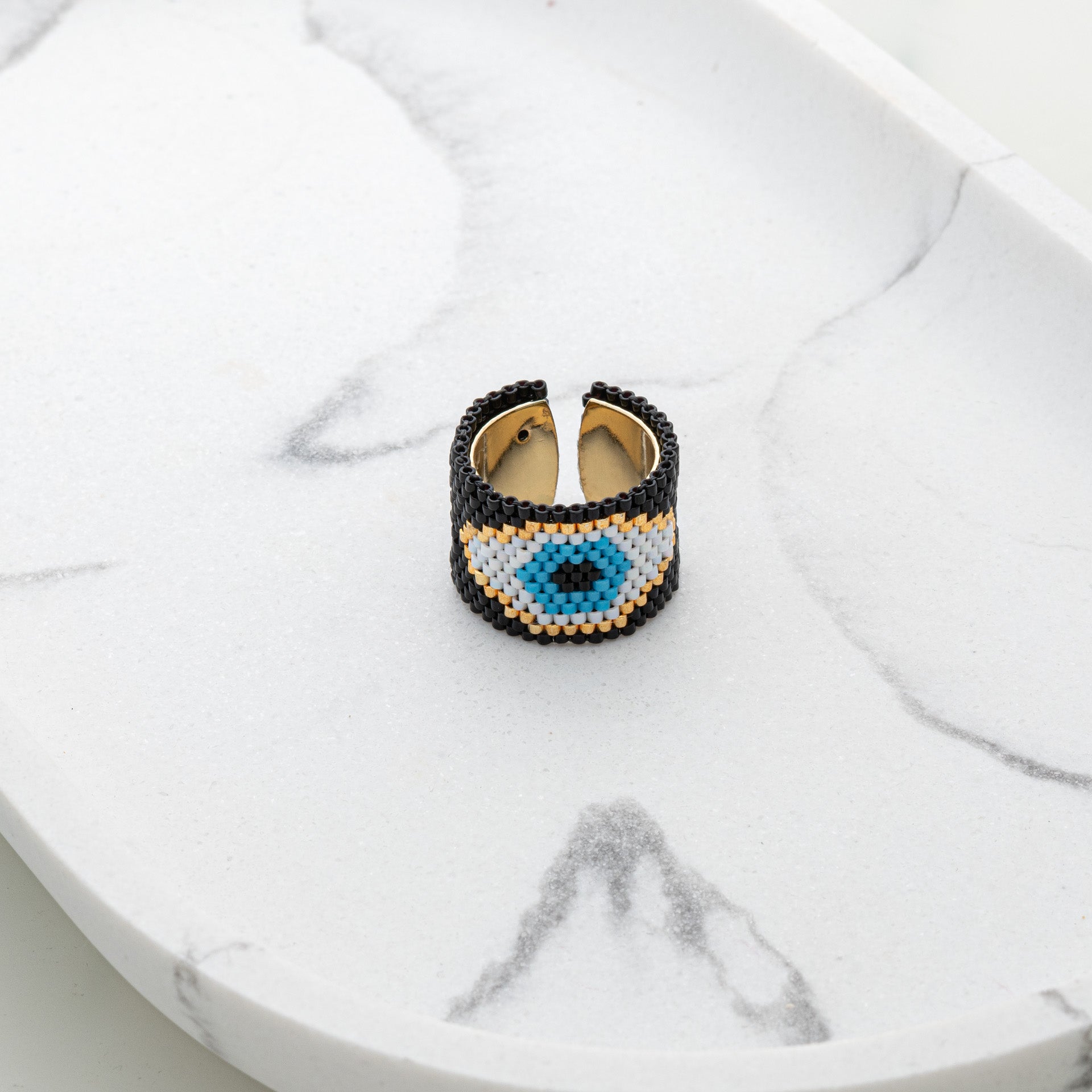 Ring beaded 'Evil Eye'