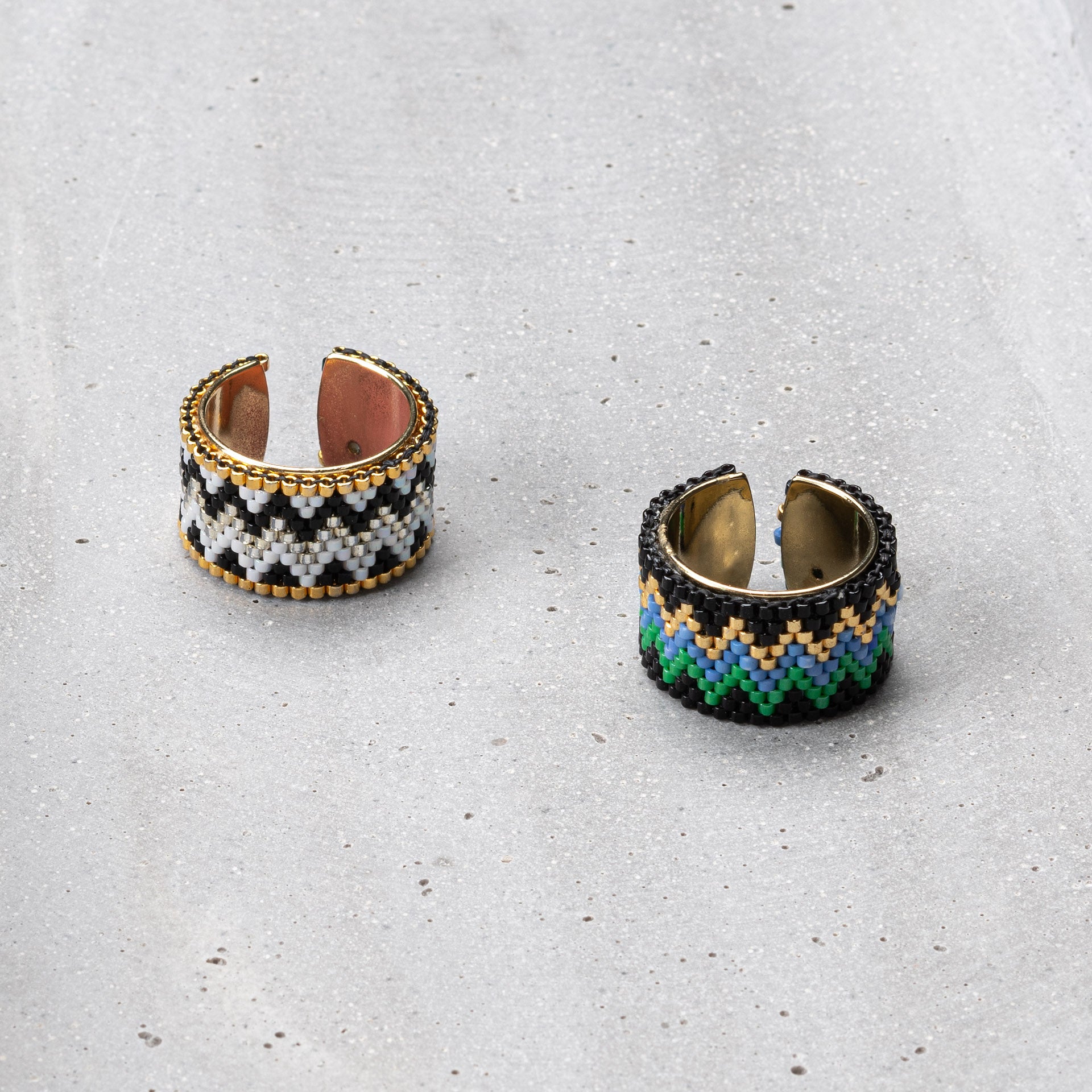 Ring beaded handmade, 'zig zag'