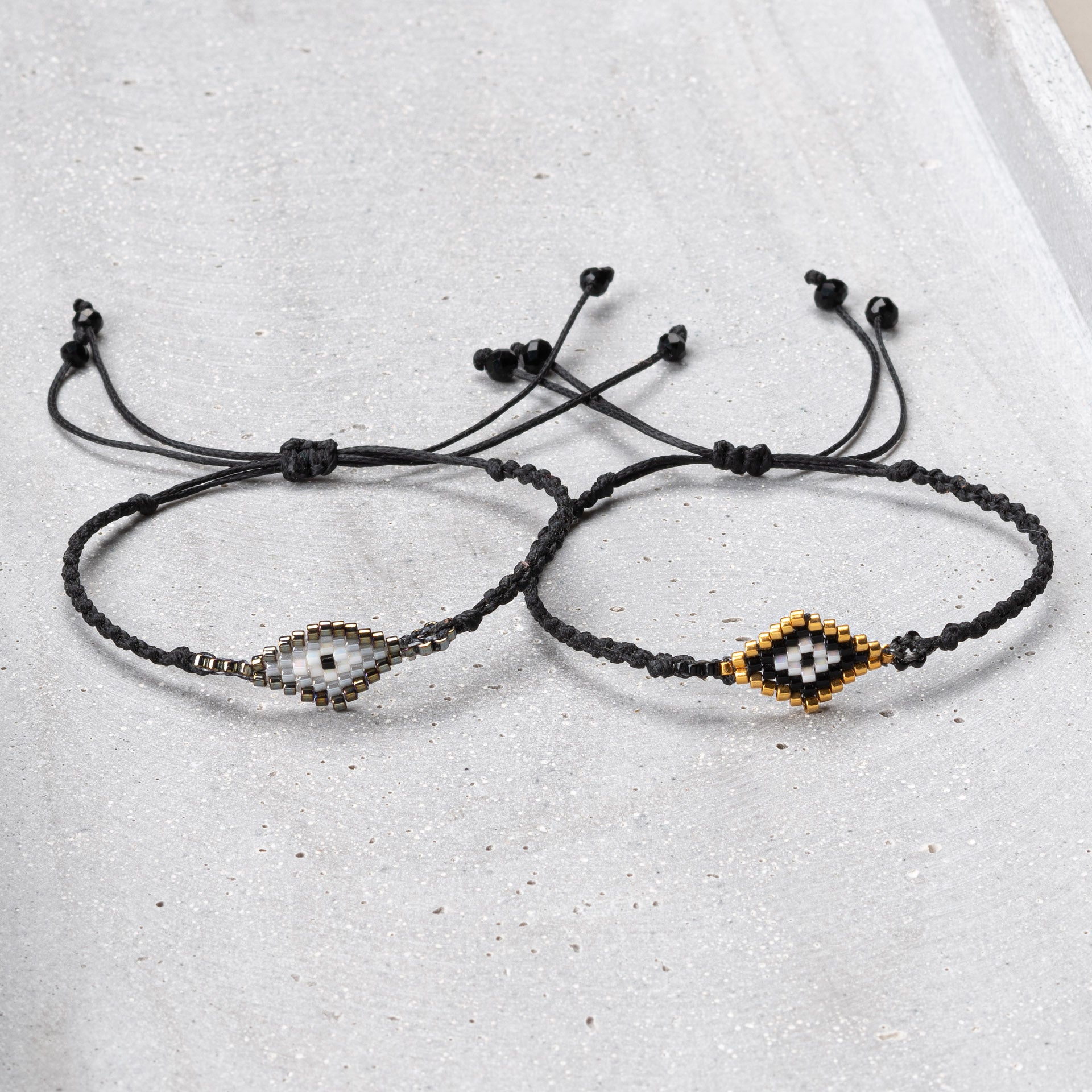 Bracelet beaded diamond evil eye
