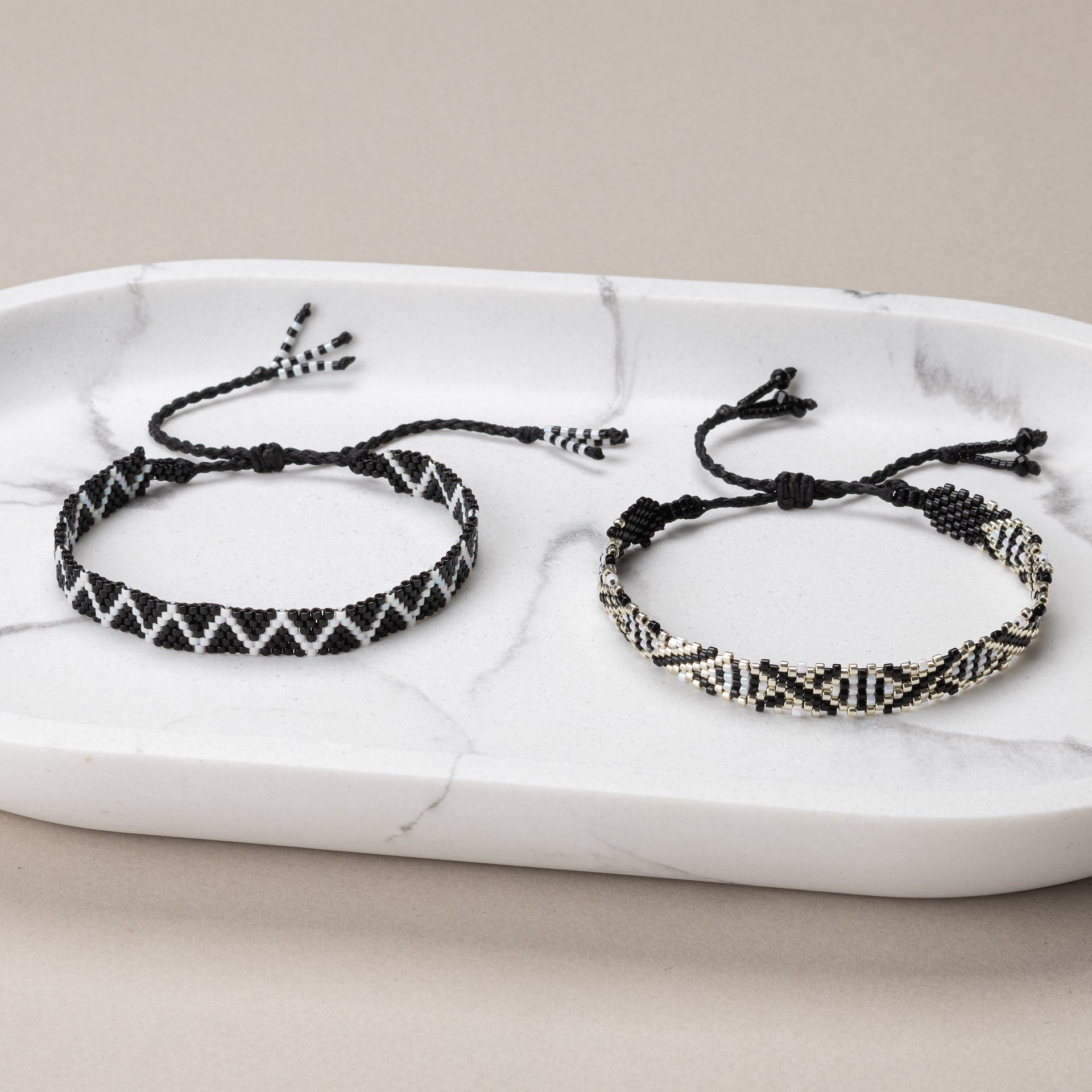 Bracelets set of 2 beaded 'geometrical patterns'