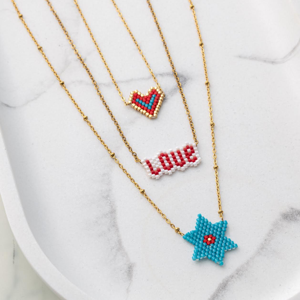 Necklace set of 3, 'Heart, Star, Love'
