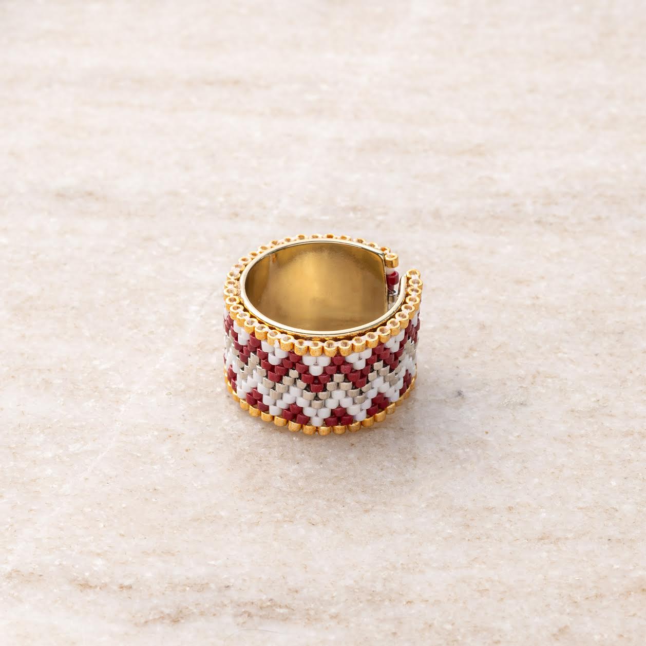 Ring beaded handmade 'Zig Zag'