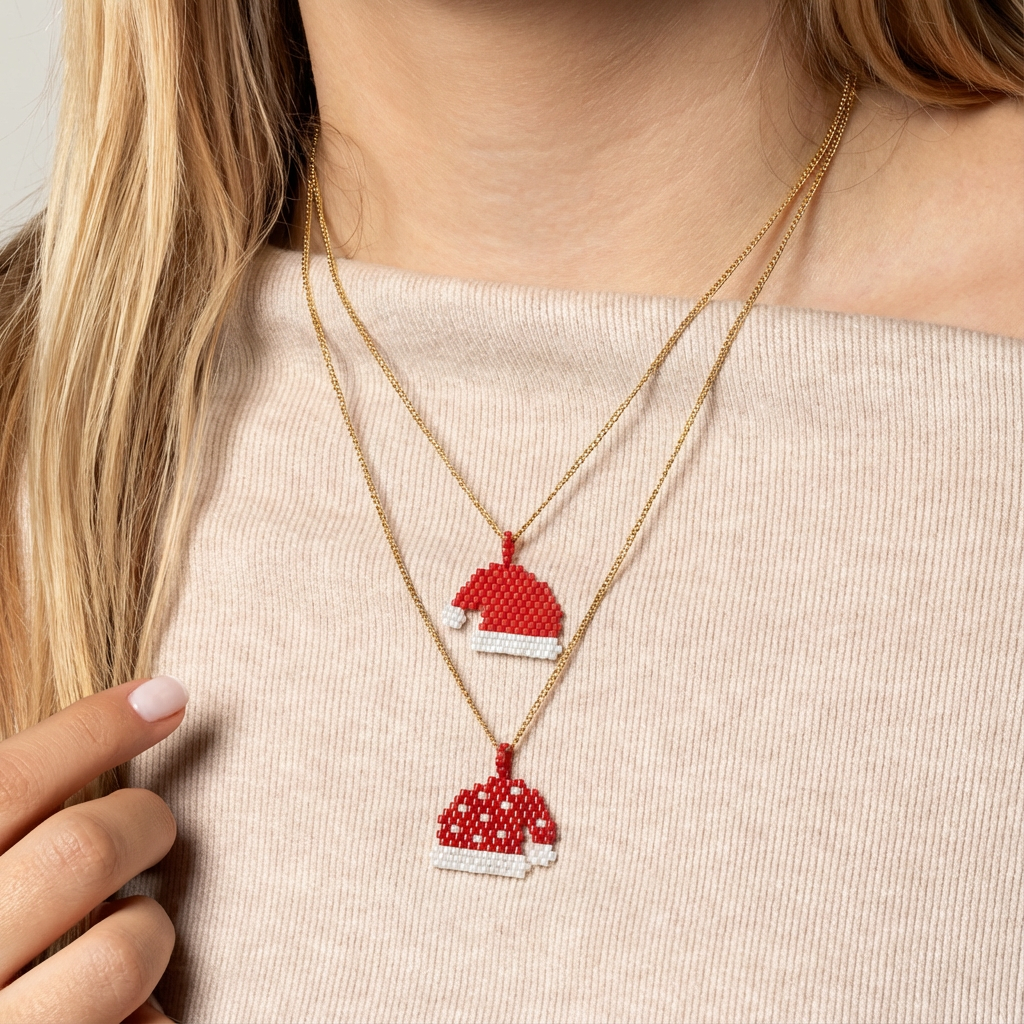 Miyuki Santa Hat Necklaces