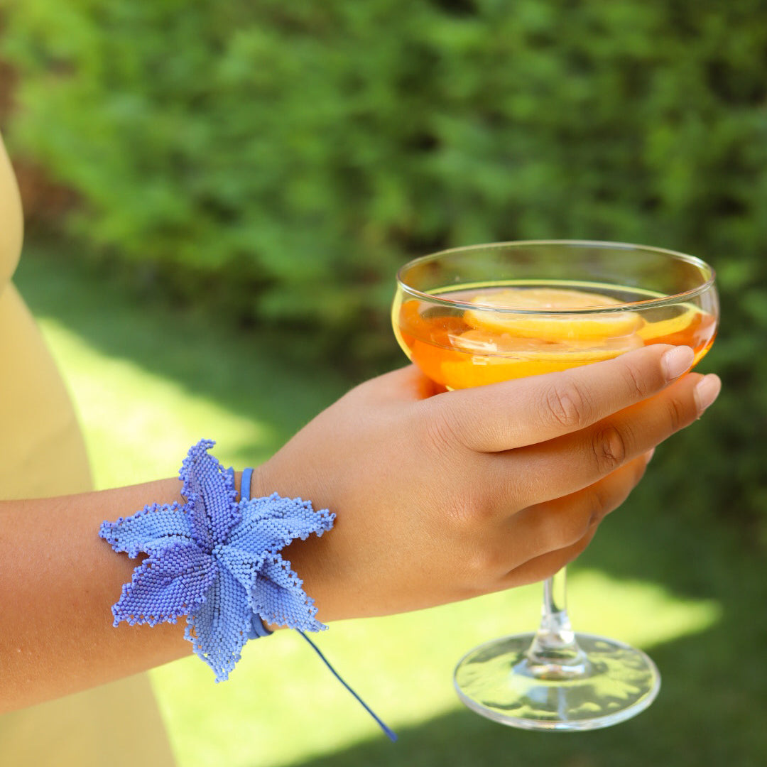 Blue Beaded Lily Bracelet