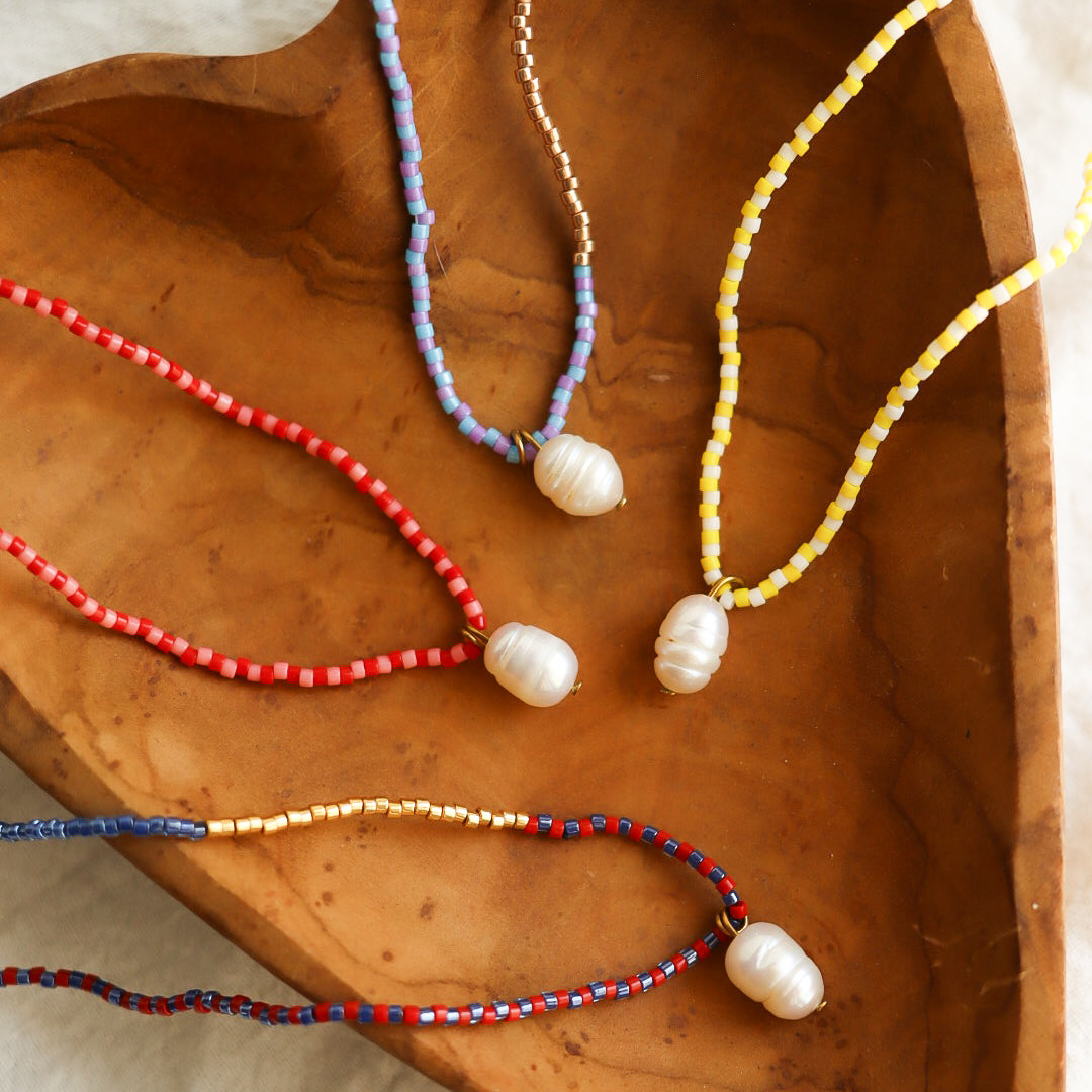 Freshwater Pearl Seed Bead Necklace