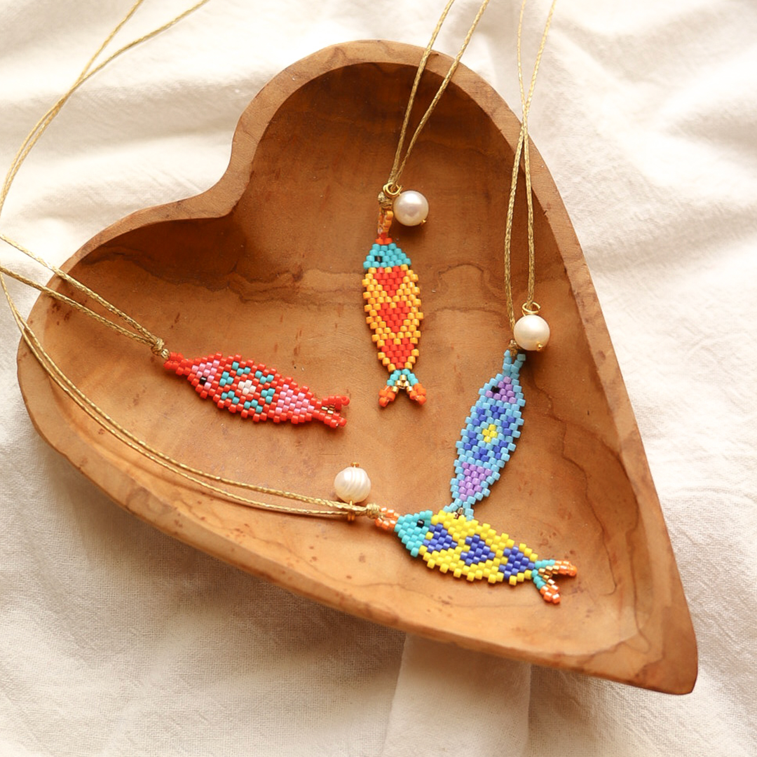 Beaded fish pendant