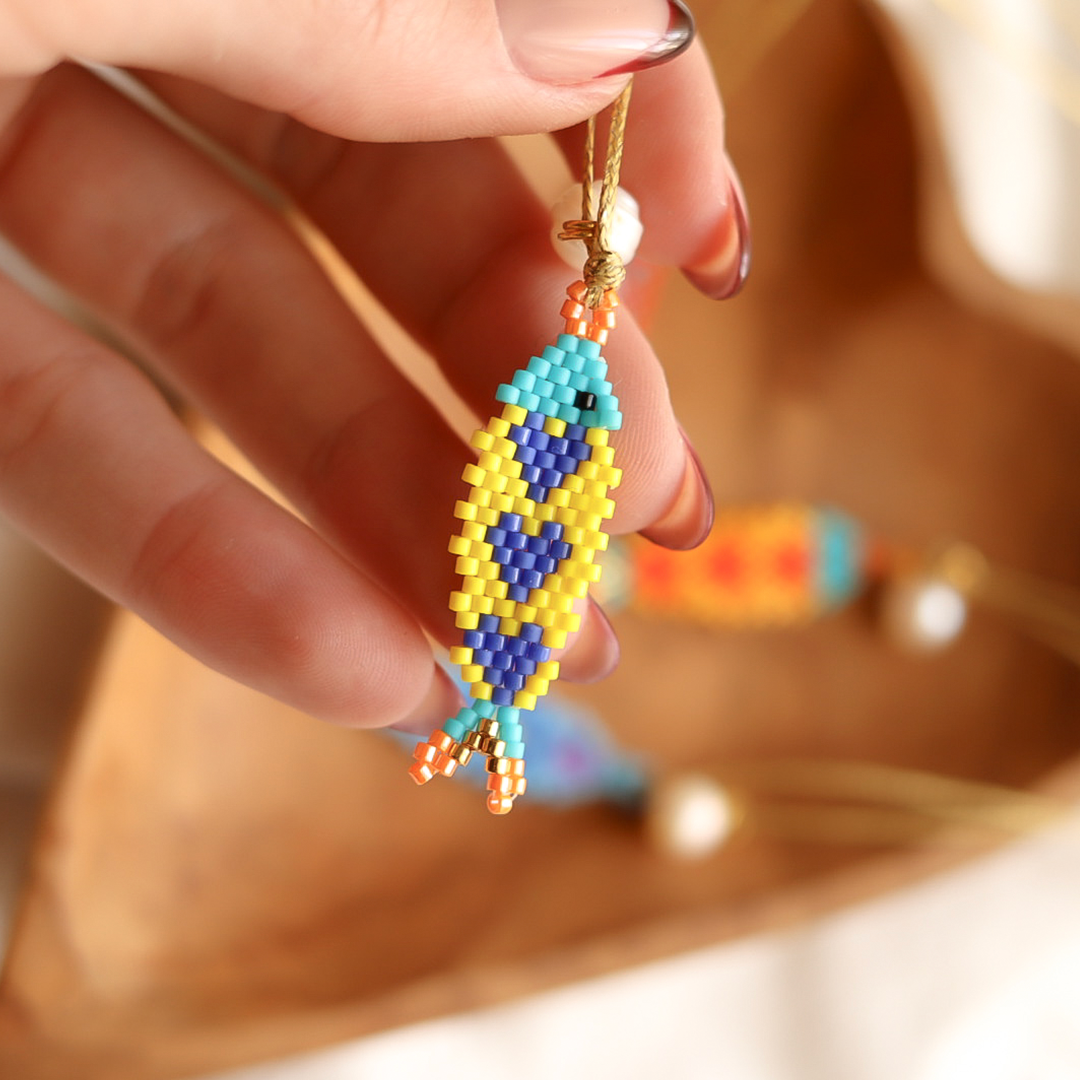 Beaded fish pendant