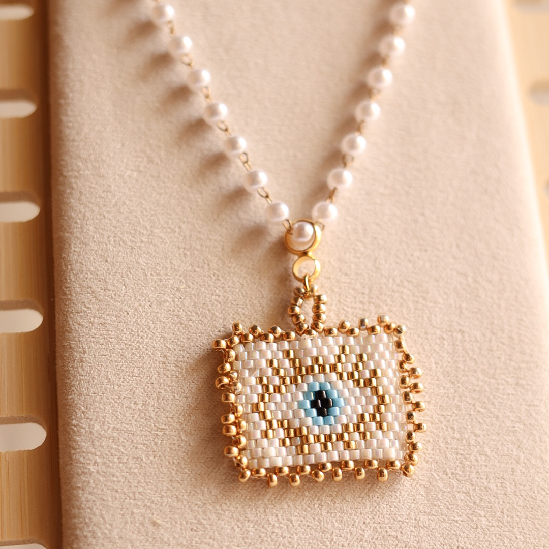 Handcrafted beaded evil eye