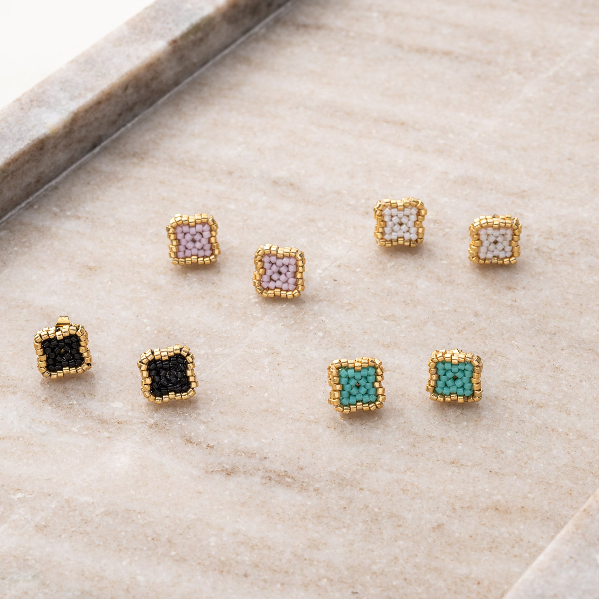 Earrings beaded 'Round Cross'