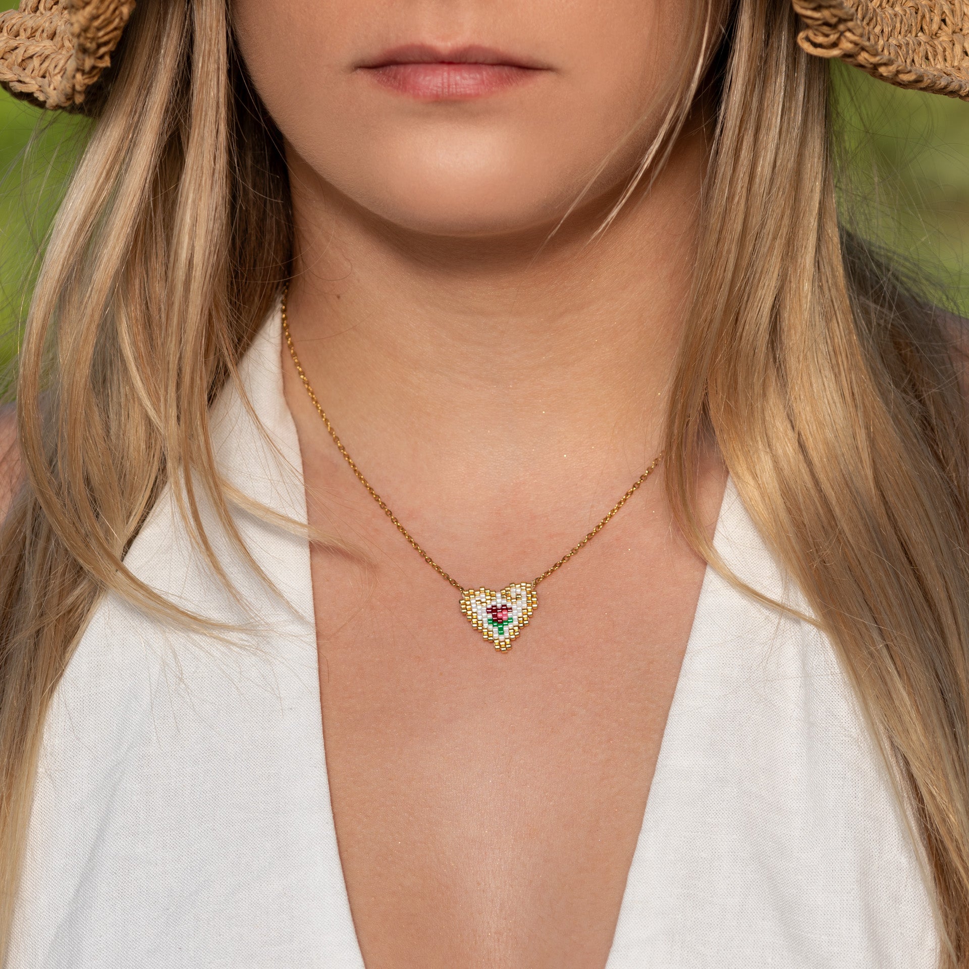 Necklace / Pendant 'Heart & Rose'