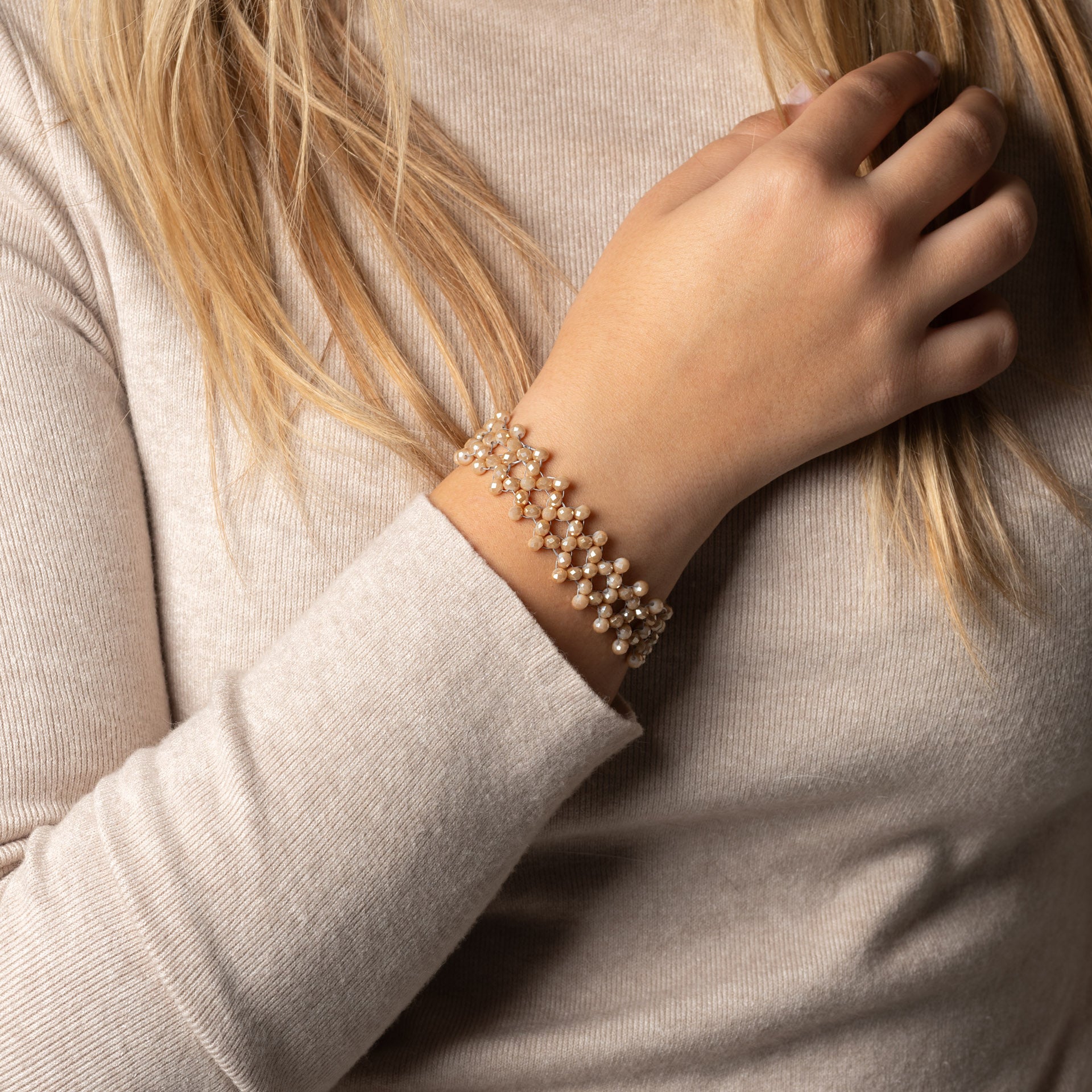 Bracelet beaded handmade monocolor 'diamond'