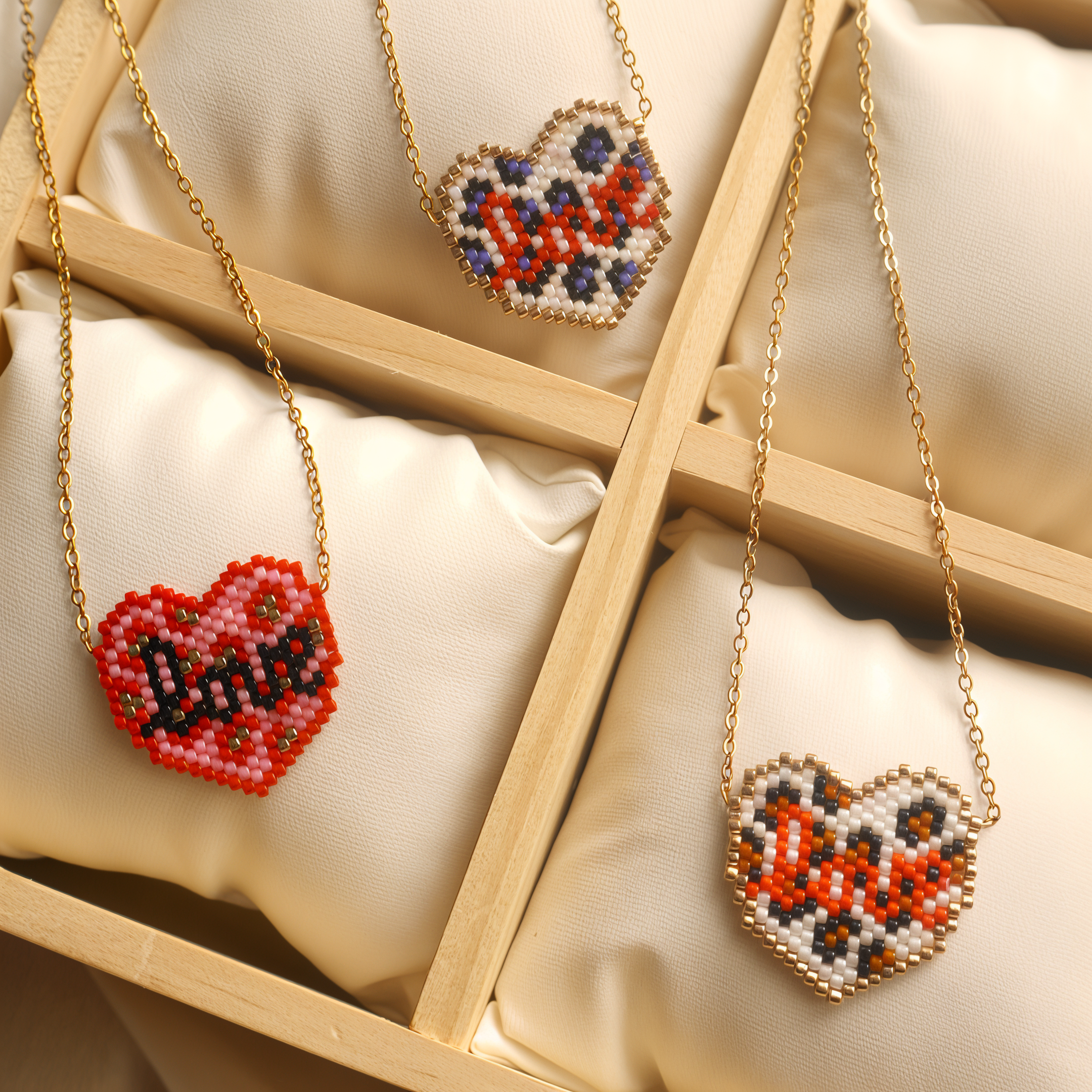 Heart-shaped beaded necklace